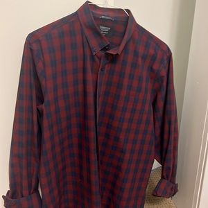 Nordstrom tech-smart mens dress shirt button down red and blue